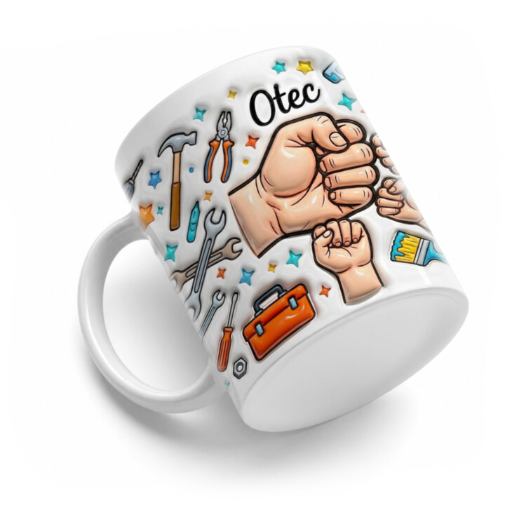 Otec, ktorý vie všetko + 3 ruky - keramický hrnček s potlačou