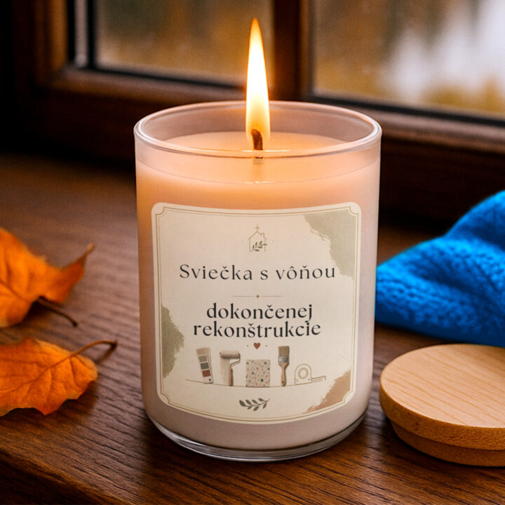 Sviečka s vôňou dokončenej rekonštrukcie - vonná sviečka ako darček