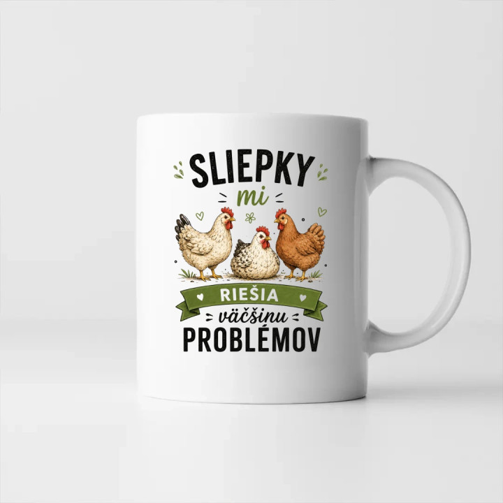 Sliepky mi riešia väčšinu problémov - keramický hrnček s potlačou