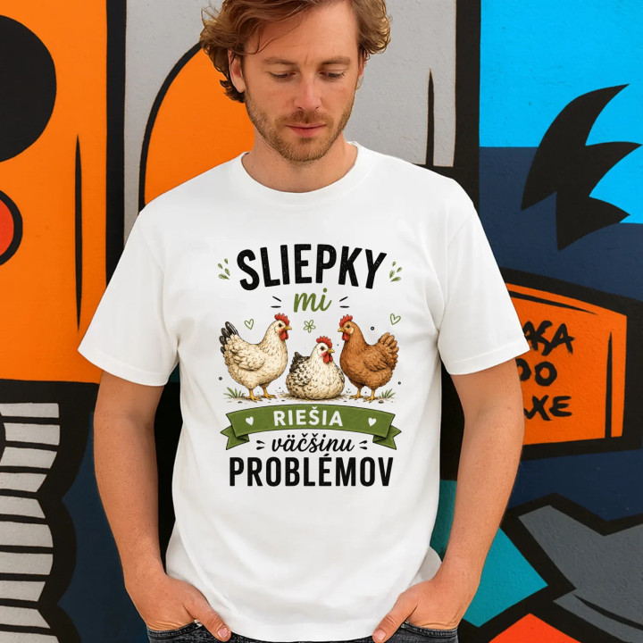 Sliepky mi riešia väčšinu problémov - pánske tričko s potlačou