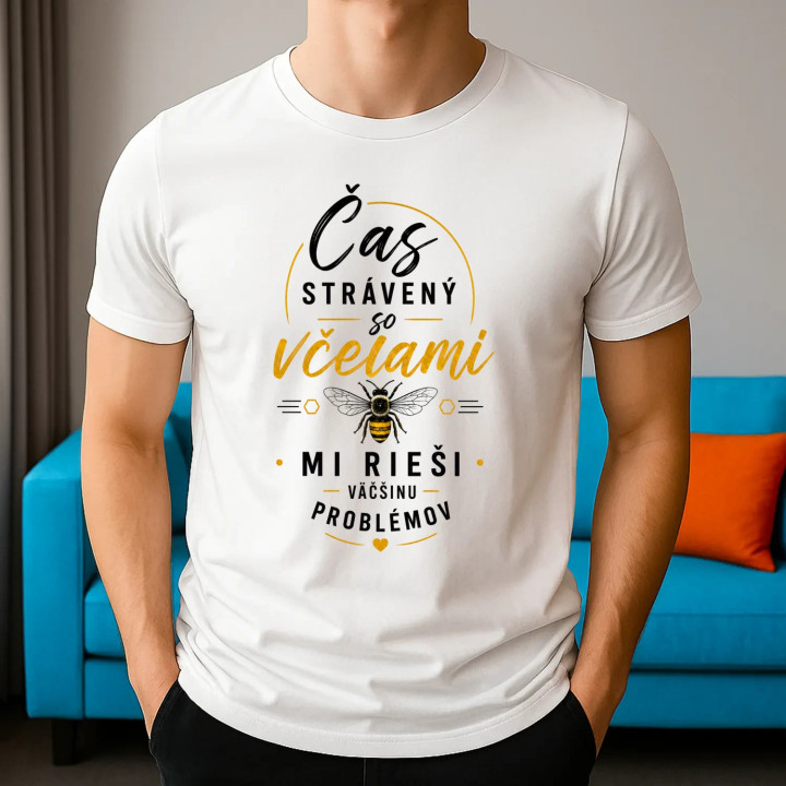 Čas strávený so včelami mi rieši väčšinu problémov - pánske tričko s potlačou