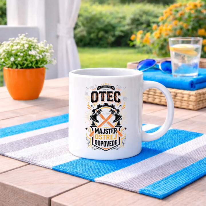 Najlepší Otec Majster Ostrou Odpovede - keramický hrnček s potlačou