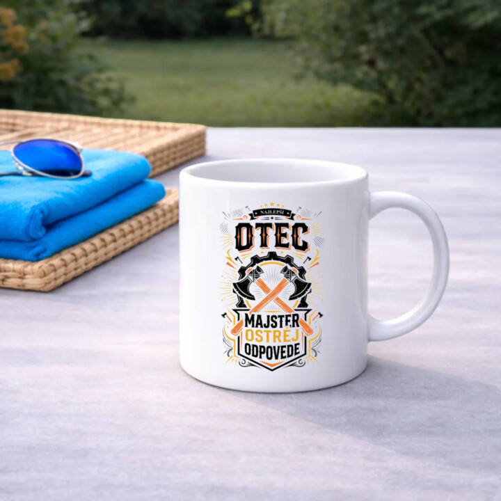 Najlepší Otec Majster Ostrou Odpovede - keramický hrnček s potlačou