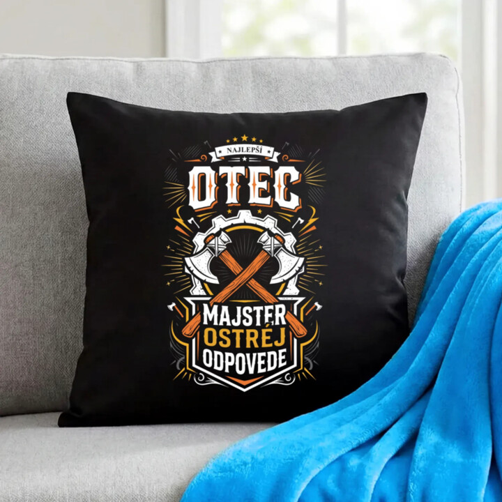 Najlepší Otec Majster Ostrou Odpovede - čierny vankúš s potlačou