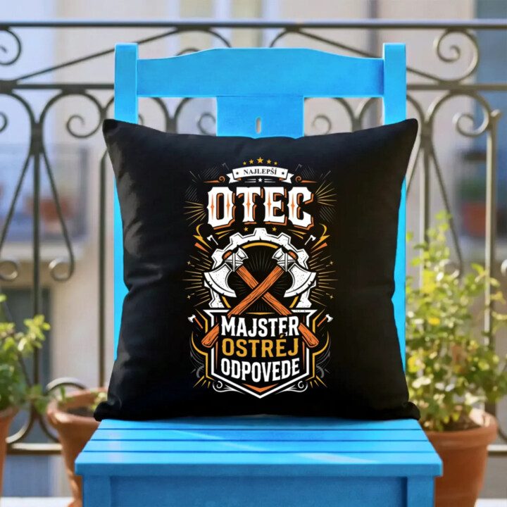 Najlepší Otec Majster Ostrou Odpovede - čierny vankúš s potlačou