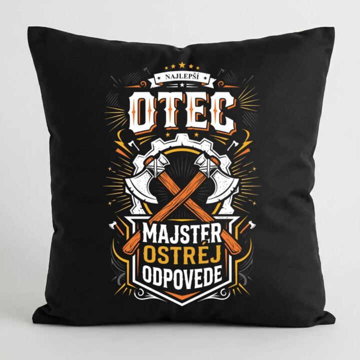 Najlepší Otec Majster Ostrou Odpovede - čierny vankúš s potlačou