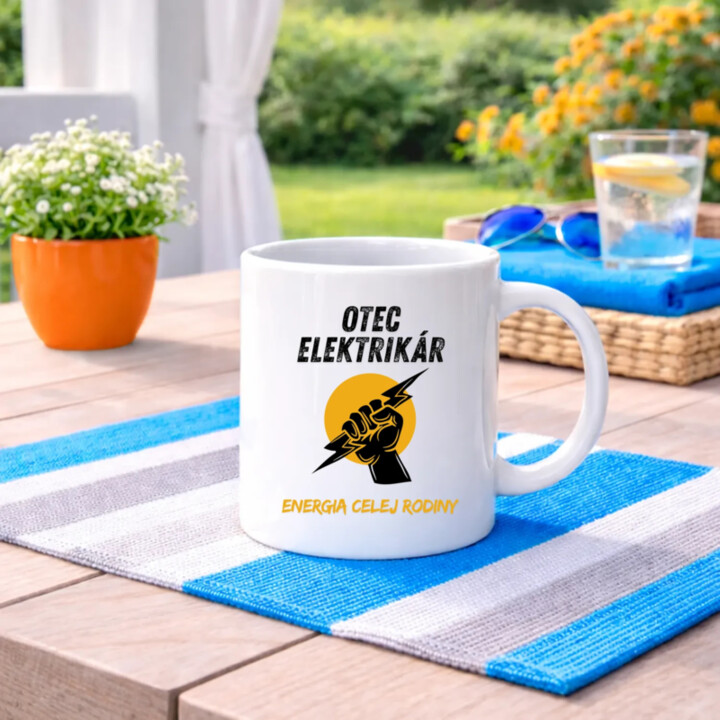 Otec elektrikár. Energia celej rodiny - keramický hrnček s potlačou