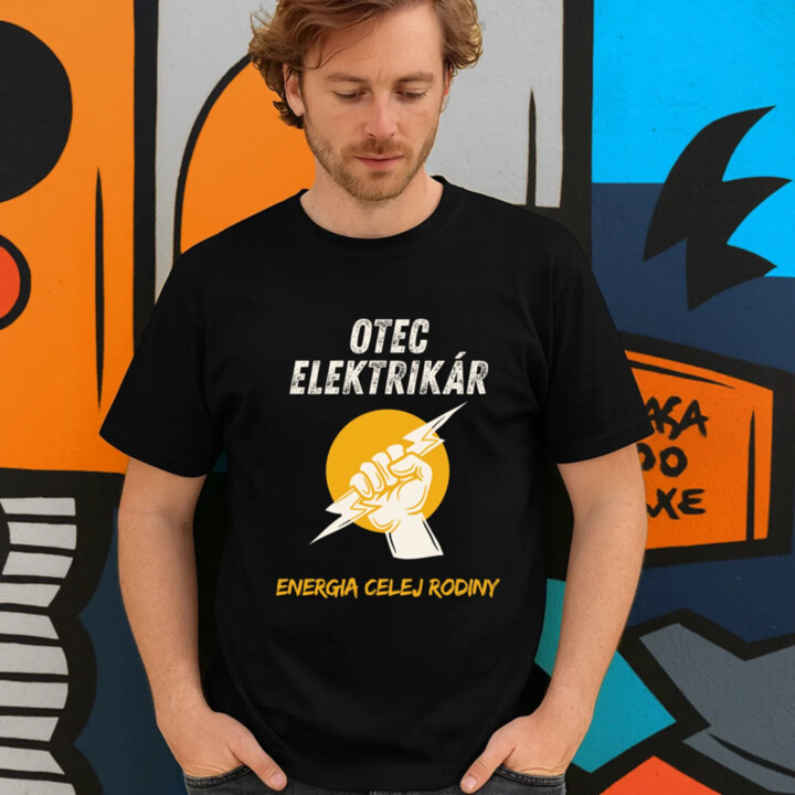 Otec elektrikár. Energia celej rodiny - pánske tričko s potlačou