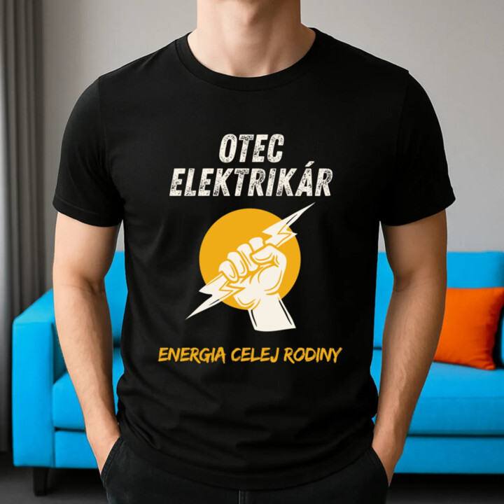 Otec elektrikár. Energia celej rodiny - pánske tričko s potlačou