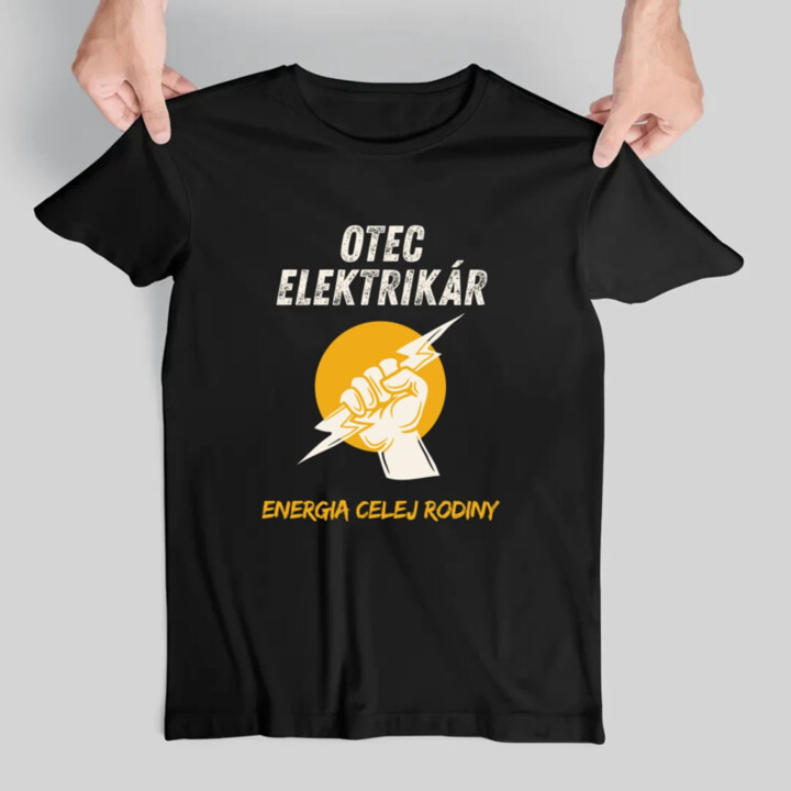 Otec elektrikár. Energia celej rodiny - pánske tričko s potlačou