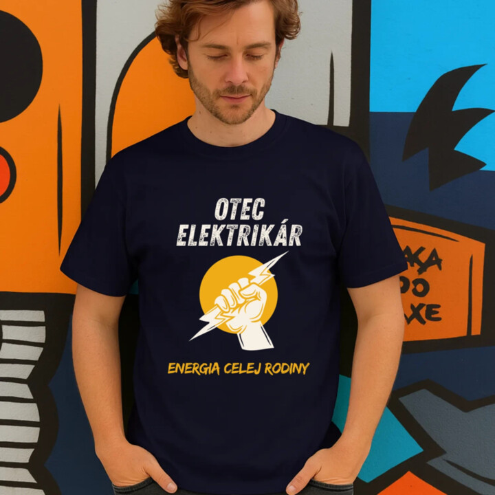 Otec elektrikár. Energia celej rodiny - pánske tričko s potlačou