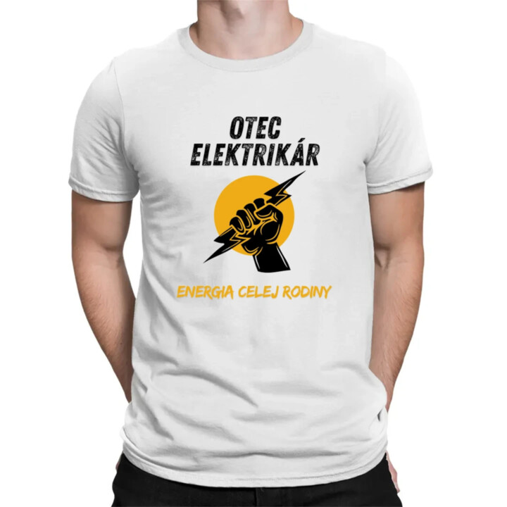 Otec elektrikár. Energia celej rodiny - pánske tričko s potlačou