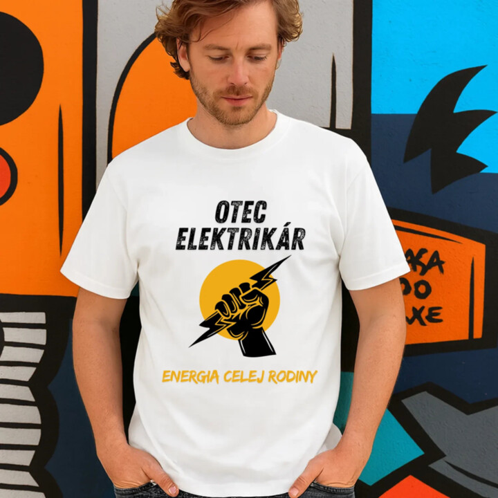 Otec elektrikár. Energia celej rodiny - pánske tričko s potlačou
