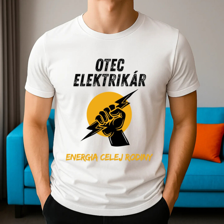 Otec elektrikár. Energia celej rodiny - pánske tričko s potlačou
