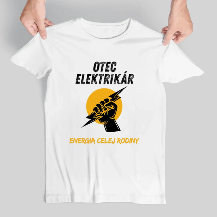 Otec elektrikár. Energia celej rodiny - pánske tričko s potlačou