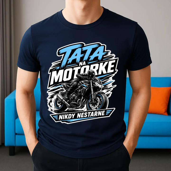 Tato na motorke nikdy nestarne - pánske tričko s potlačou