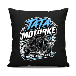 Tato na motorke nikdy nestarne - čierny vankúš s potlačou