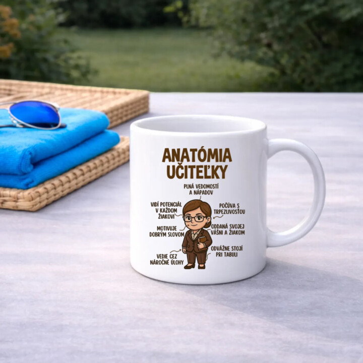 Anatómia učiteľky - keramický hrnček s potlačou