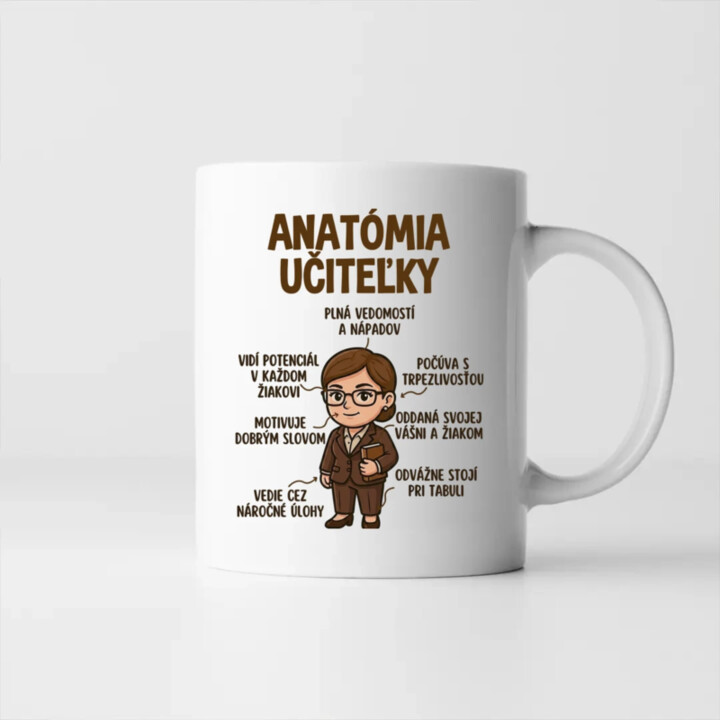 Anatómia učiteľky - keramický hrnček s potlačou