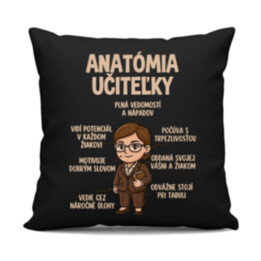Anatómia učiteľky - čierny vankúš s potlačou