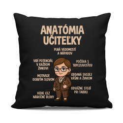 Anatómia učiteľky - čierny vankúš s potlačou