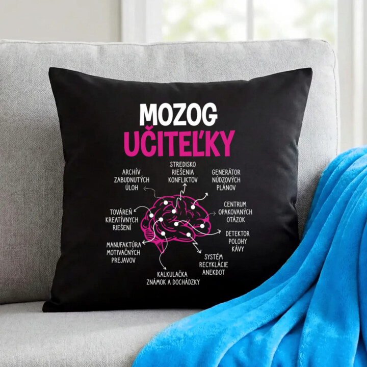 Mozog učiteľky - čierny vankúš s potlačou