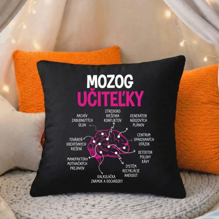 Mozog učiteľky - čierny vankúš s potlačou