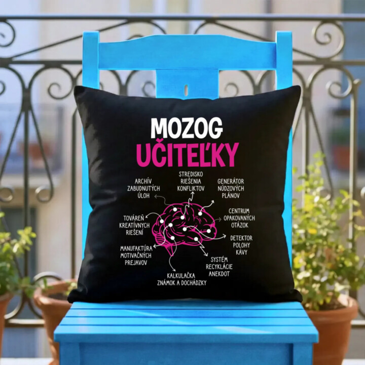 Mozog učiteľky - čierny vankúš s potlačou
