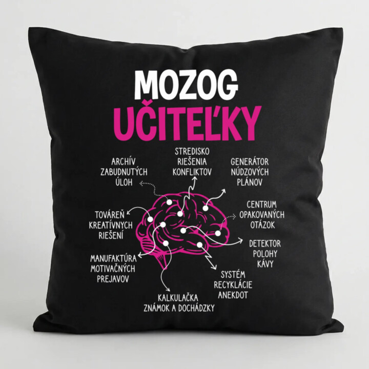 Mozog učiteľky - čierny vankúš s potlačou