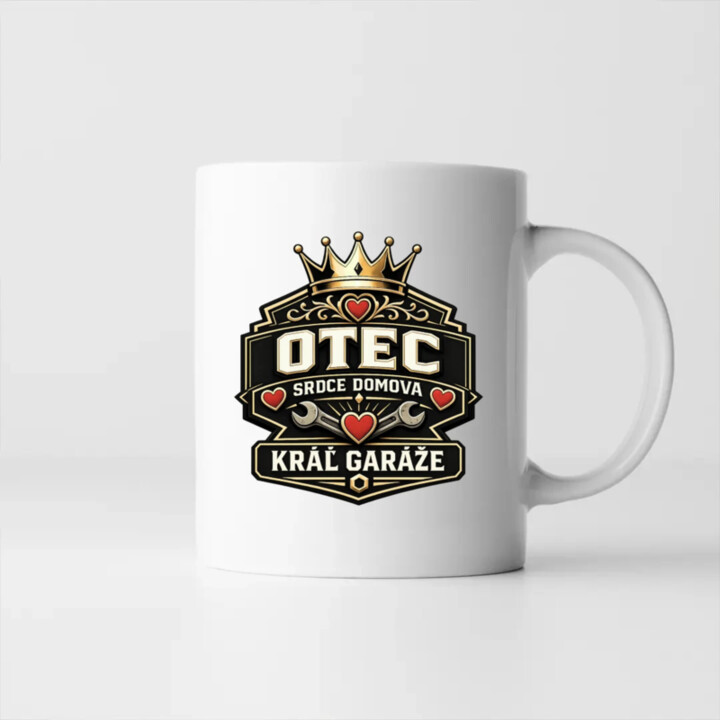 Otec - srdce domova, kráľ garáže - keramický hrnček s potlačou