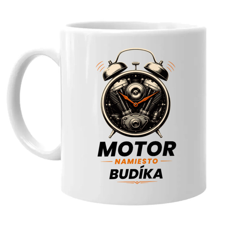 Motor namiesto budíka - keramický hrnček s potlačou