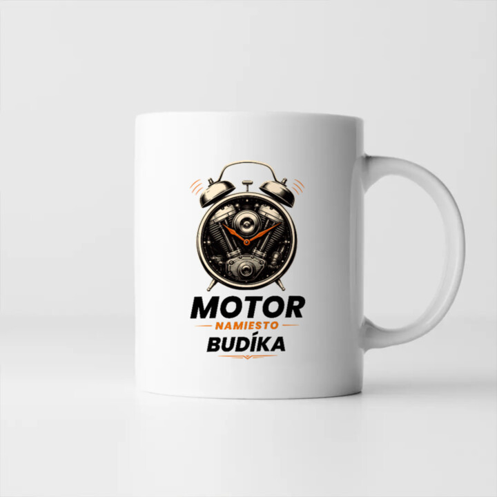 Motor namiesto budíka - keramický hrnček s potlačou