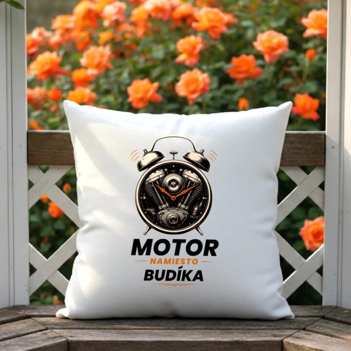 Motor namiesto budíka - vankúš s potlačou