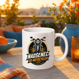 Nadšenec do motocyklov - keramický hrnček s potlačou