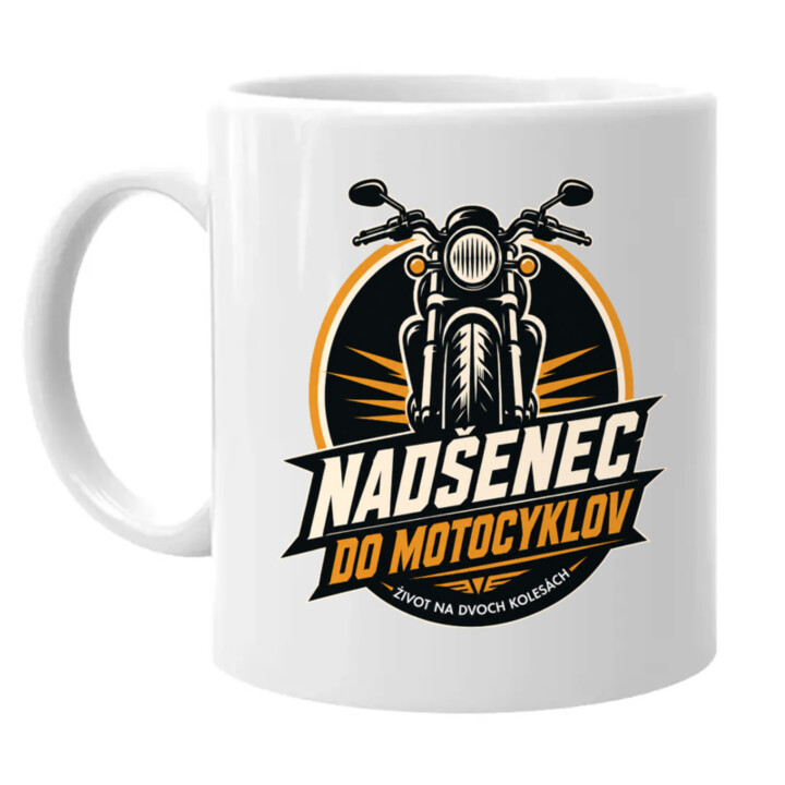 Nadšenec do motocyklov - keramický hrnček s potlačou