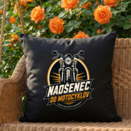 Nadšenec do motocyklov - čierny vankúš s potlačou