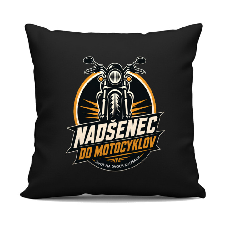 Nadšenec do motocyklov - čierny vankúš s potlačou