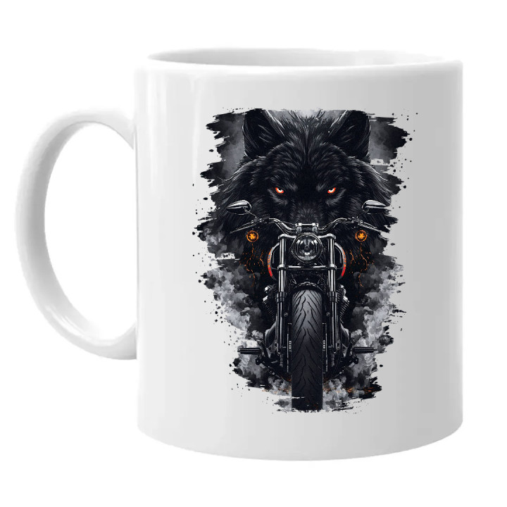 Motocykel s vlkom - hrnček s potlačou