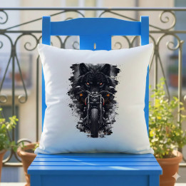 Motocykel s vlkom - vankúš s potlačou
