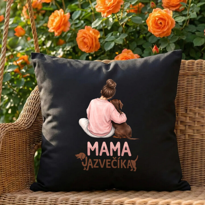 Čierny vankúš Mama jazvečíka - pre milovníčky jazvečíkov