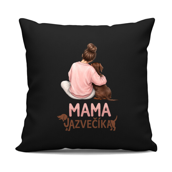 Čierny vankúš Mama jazvečíka - pre milovníčky jazvečíkov
