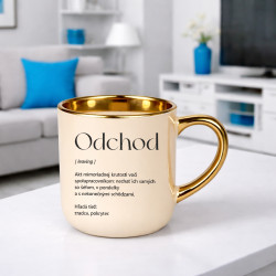 Elegantný hrnček Odchod z práce - vtipný darček na rozlúčku