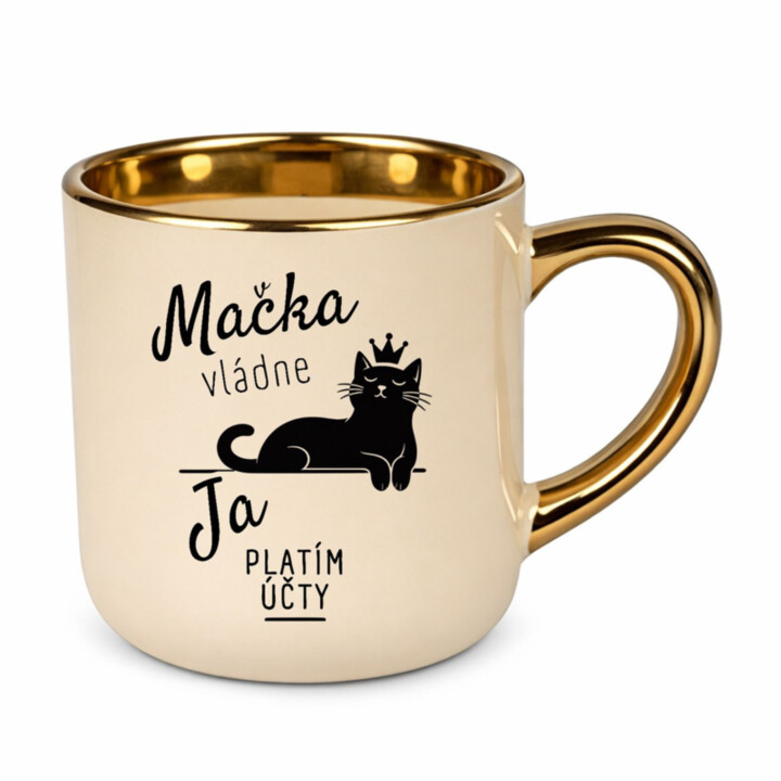Mačka vládne, ja platím účty – Elegantný hrnček na darček