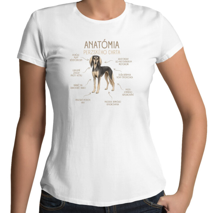 Anatómia perzského chrta - dámske tričko s potlačou