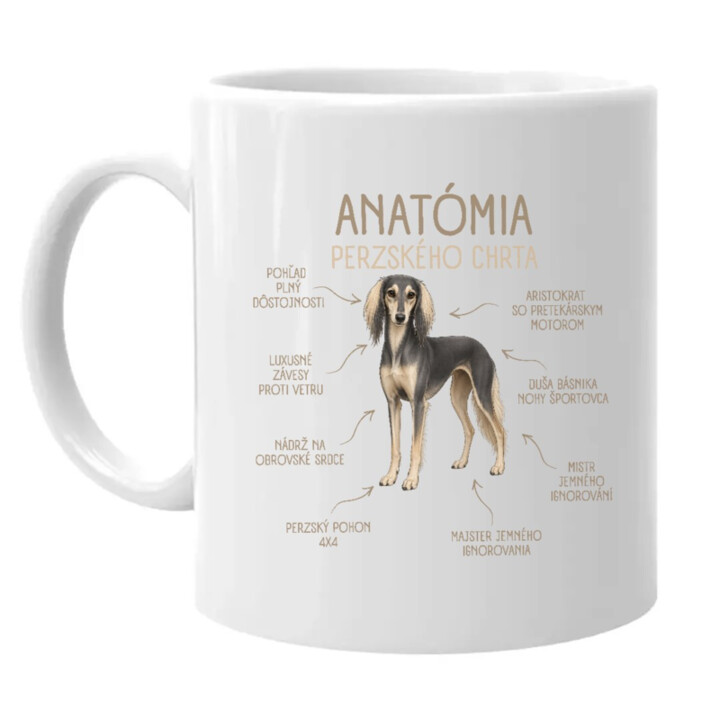 Anatómia perzského chrta - keramický hrnček s potlačou