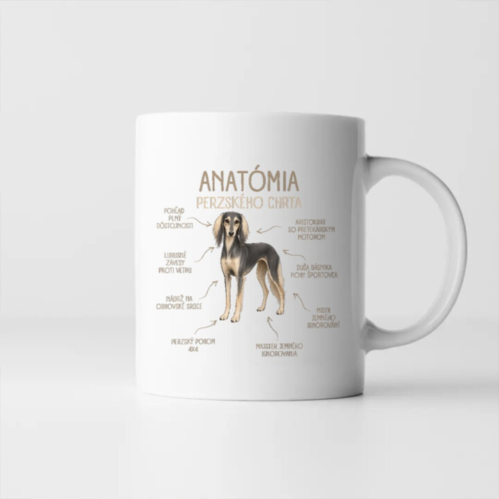 Anatómia perzského chrta - keramický hrnček s potlačou