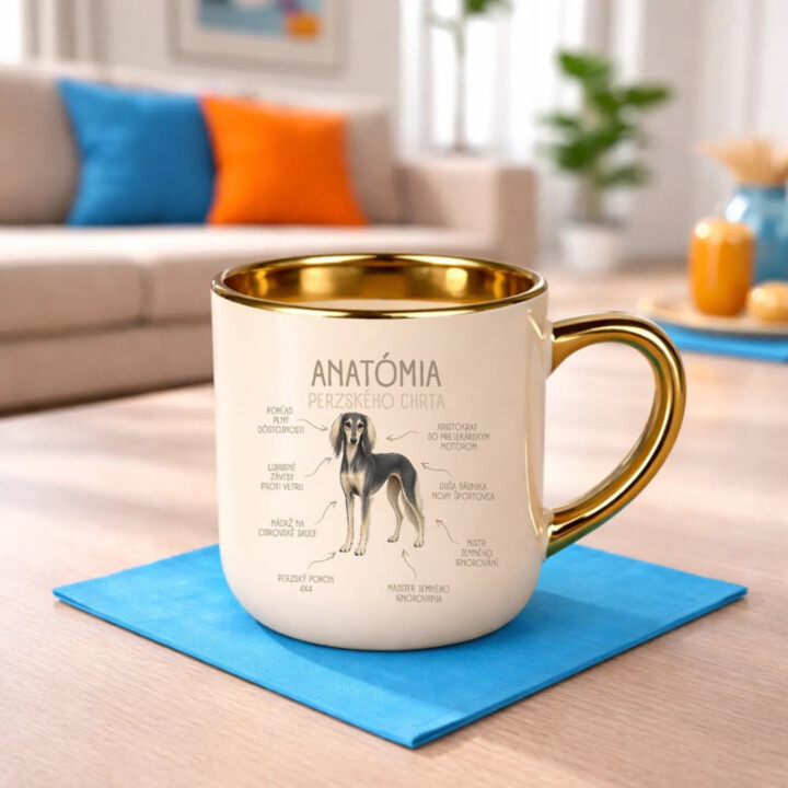 Anatómia perzského chrta – Elegantný hrnček na darček