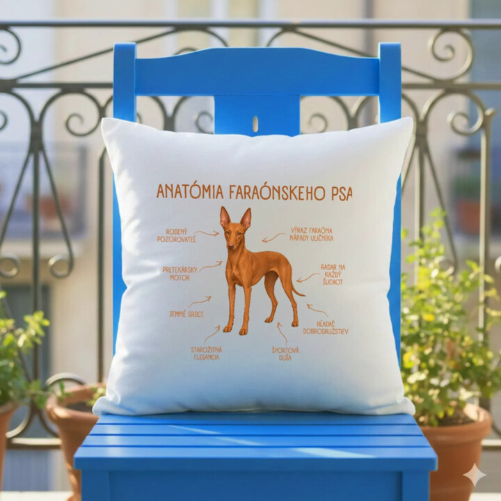 Anatómia faraónskeho psa - vankúš s potlačou