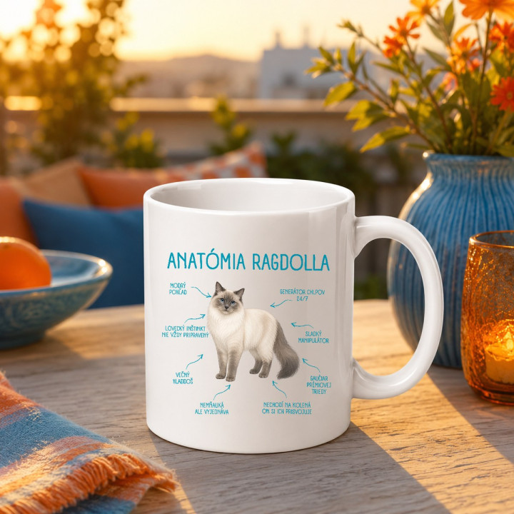 Anatómia ragdolla - keramický hrnček s potlačou