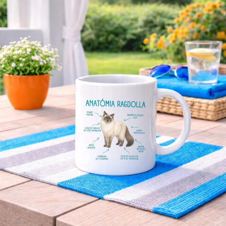 Anatómia ragdolla - keramický hrnček s potlačou